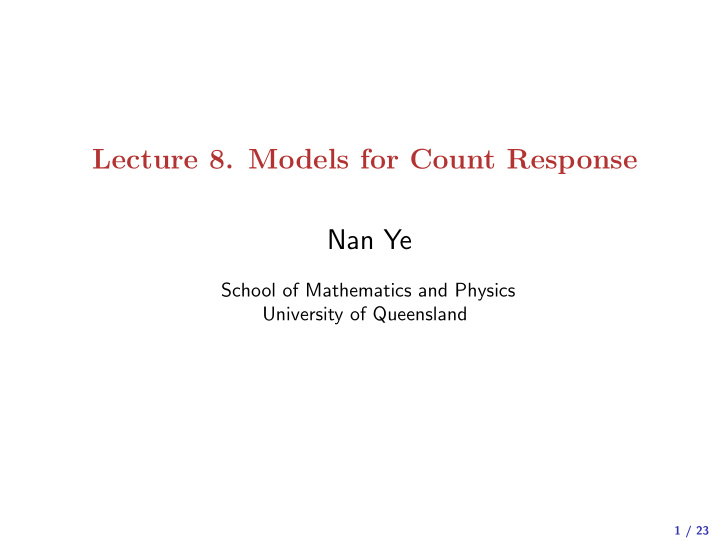 lecture 8 models for count response nan ye