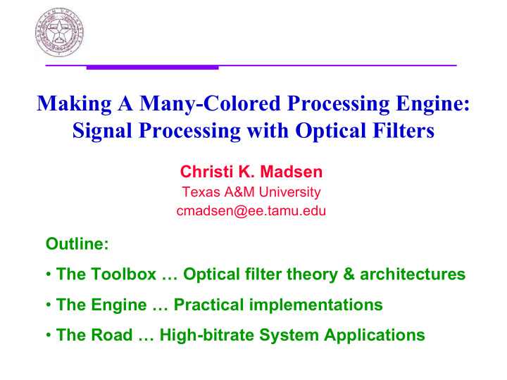 making a many colored processing engine signal processing