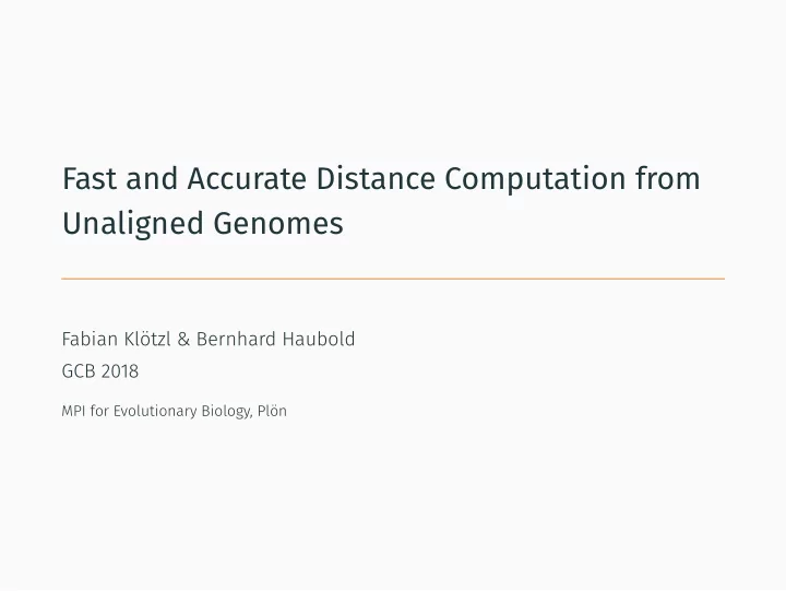 fast and accurate distance computation from unaligned