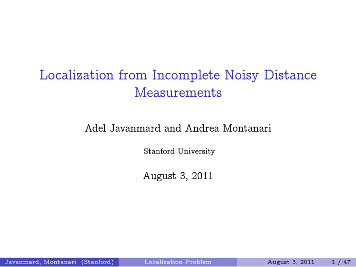 localization from incomplete noisy distance measurements