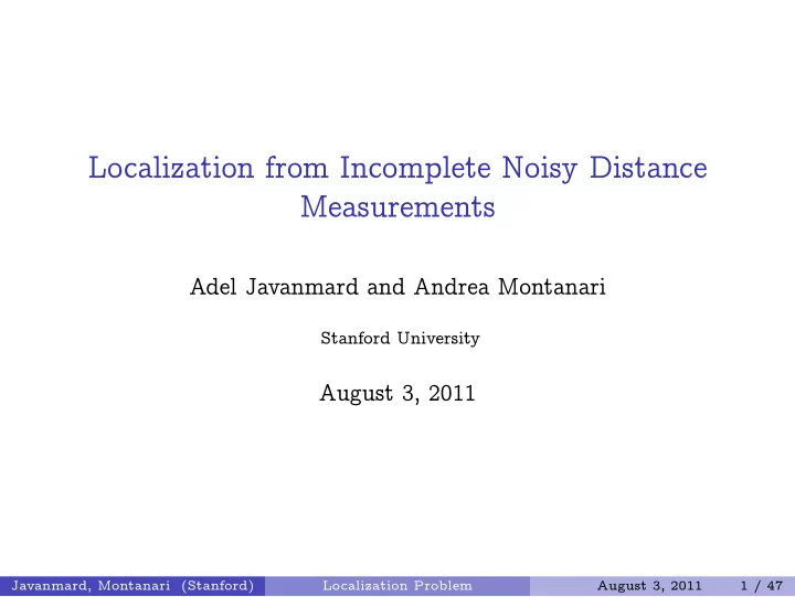 localization from incomplete noisy distance measurements