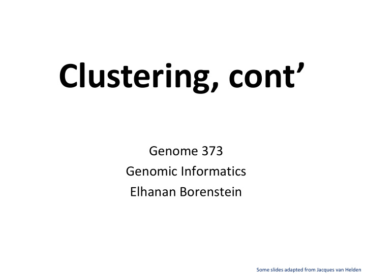 clustering cont