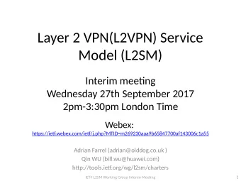 Layer 2 VPN(L2VPN) Service  Model (L2SM)  Interim meetjng  Wednesday 27th September 2017