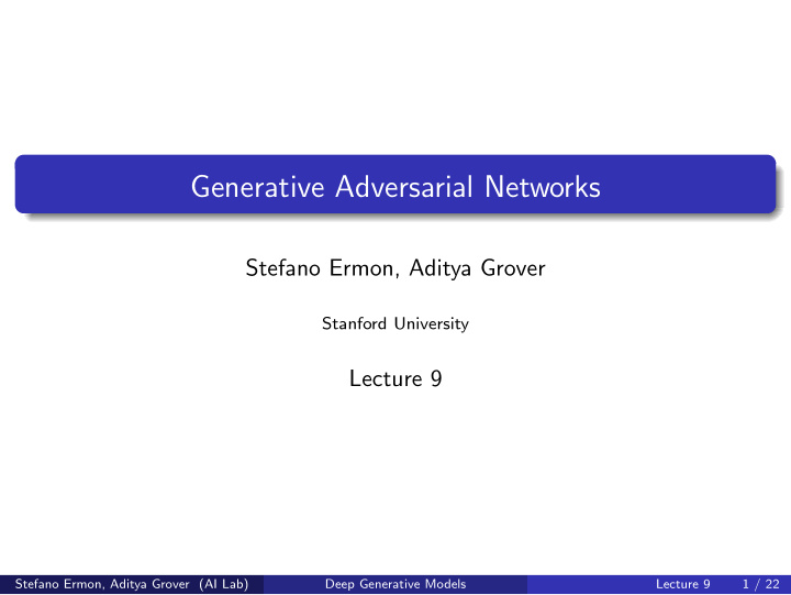 generative adversarial networks