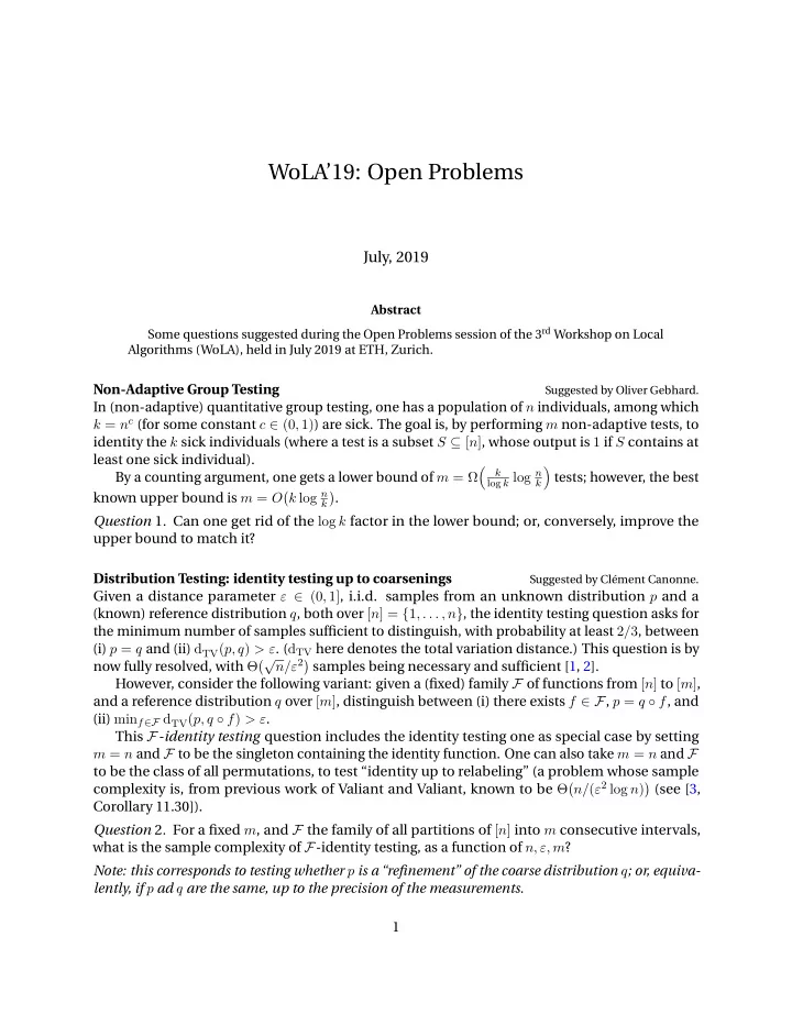 wola 19 open problems
