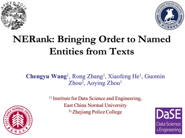 nerank bringing order to named entities from texts