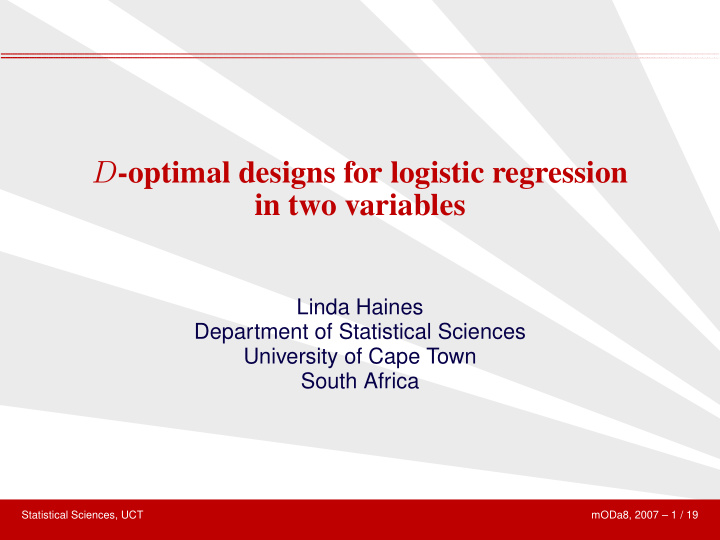 d optimal designs for logistic regression in two variables