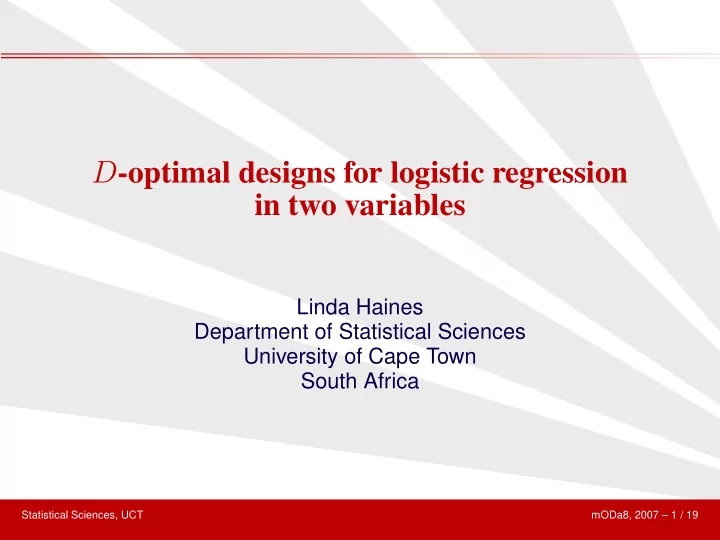 d optimal designs for logistic regression in two variables