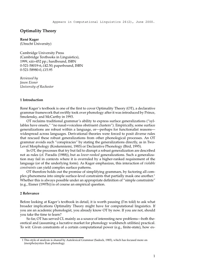 optimality theory