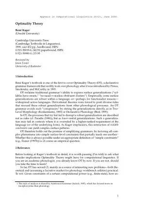Optimality Theory  Ren  e Kager  (Utrecht University)  Cambridge University Press  (Cambridge