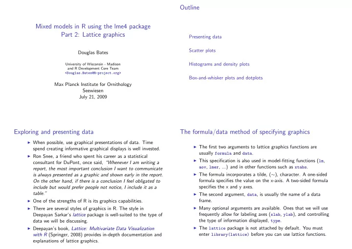 outline mixed models in r using the lme4 package part 2