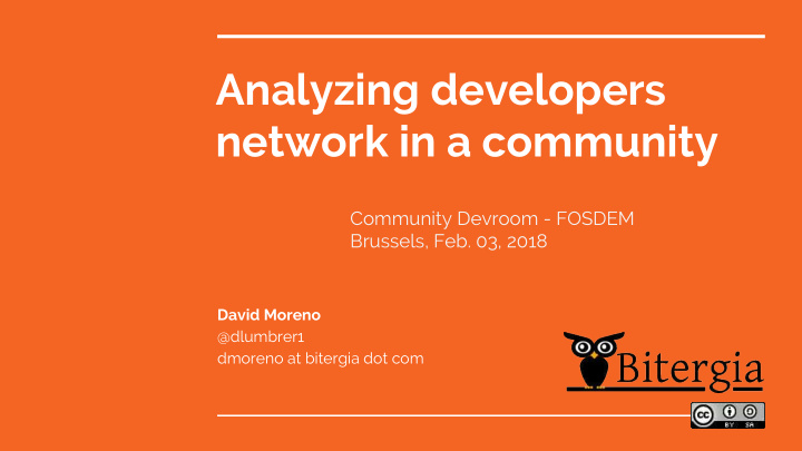 analyzing developers network in a community