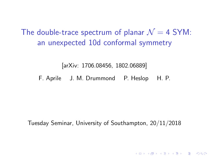 the double trace spectrum of planar n 4 sym an unexpected