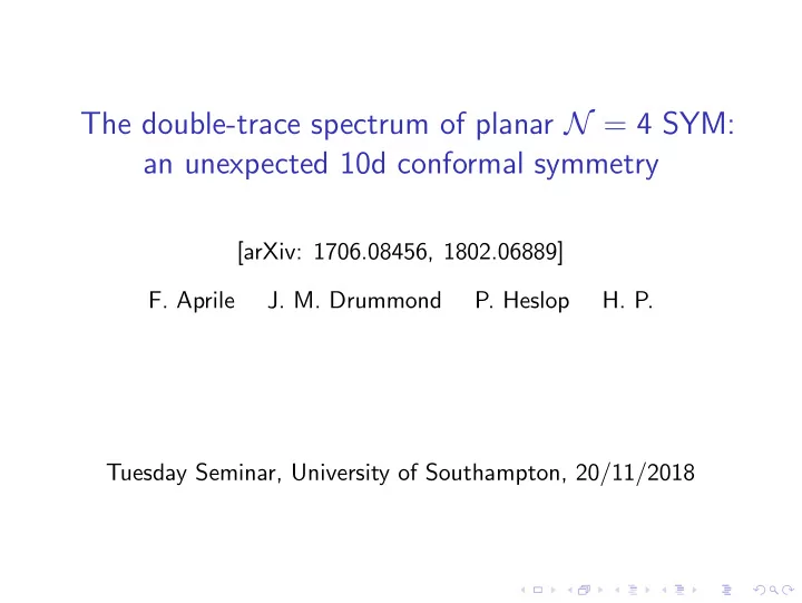 the double trace spectrum of planar n 4 sym an unexpected