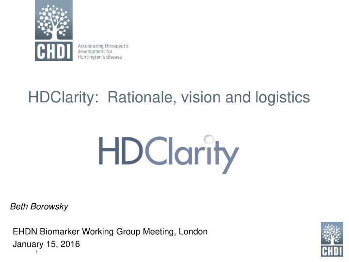 hdclarity rationale vision and logistics
