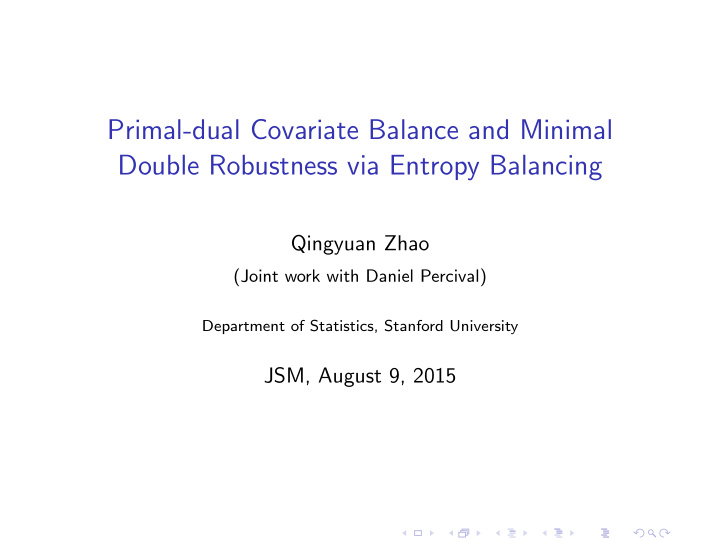 primal dual covariate balance and minimal double
