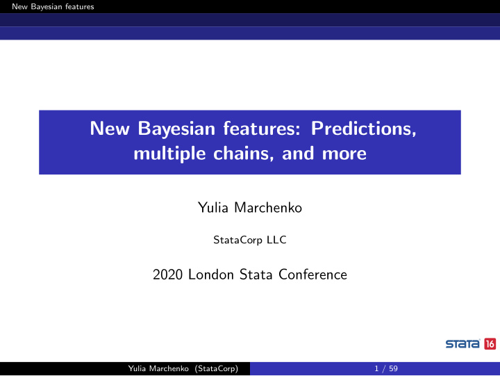 new bayesian features predictions multiple chains and more