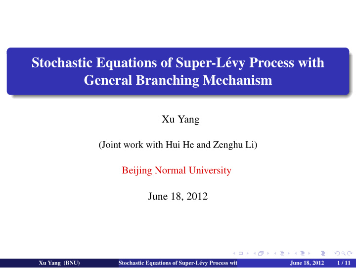 stochastic equations of super l evy process with general