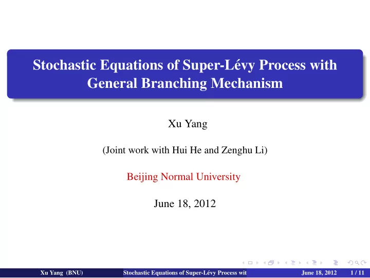 stochastic equations of super l evy process with general