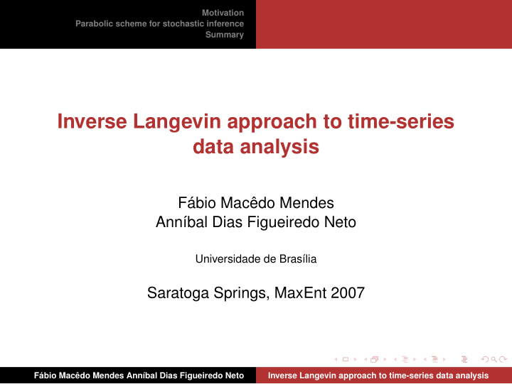 inverse langevin approach to time series data analysis
