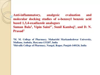 molecular docking studies of o-benzoyl benzoic acid  based 1,3,4-oxadiazole analogues Suman Bala 1