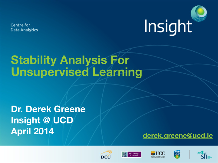 stability analysis for unsupervised learning