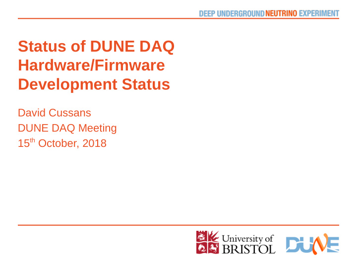 status of dune daq hardware firmware development status