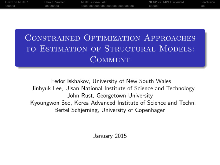 constrained optimization approaches to estimation of
