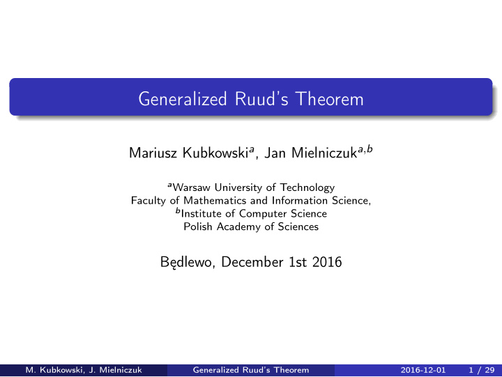 generalized ruud s theorem