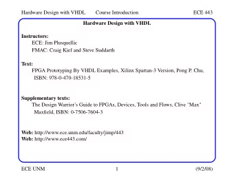 Hardware Design with VHDL  Course Introduction  ECE 443  Hardware Design with VHDL  Instructors: