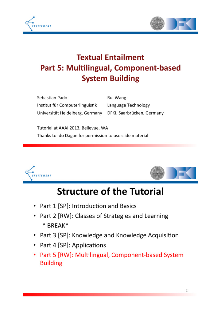 structure of the tutorial
