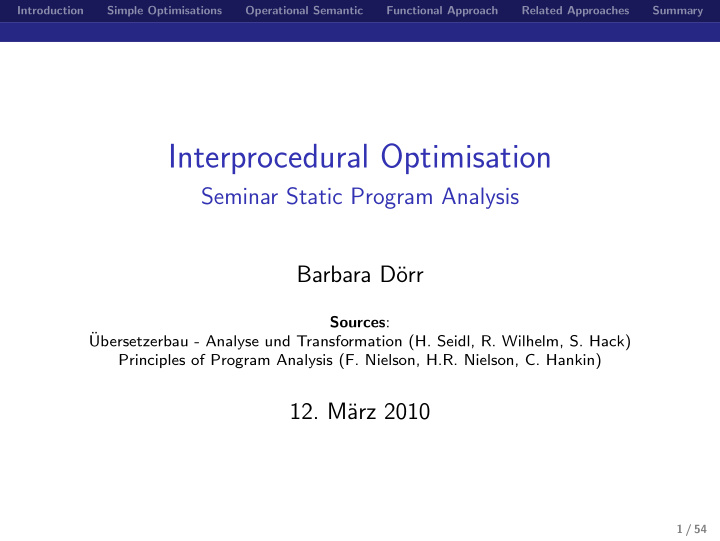 interprocedural optimisation
