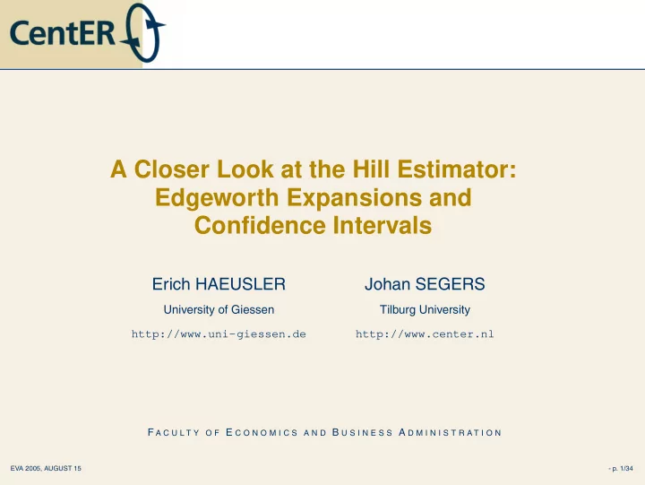 a closer look at the hill estimator edgeworth expansions