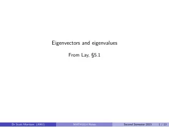 Eigenvectors and eigenvalues  From Lay, 5.1  Dr Scott Morrison (ANU)  MATH1014 Notes  Second