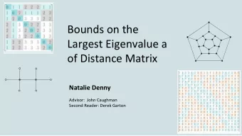 Bounds on the  Largest Eigenvalue a  of Distance Matrix  Natalie Denny  Advisor:  John Caughman