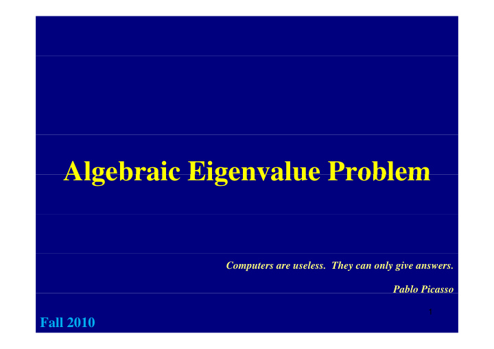algebraic eigenvalue problem algebraic eigenvalue problem