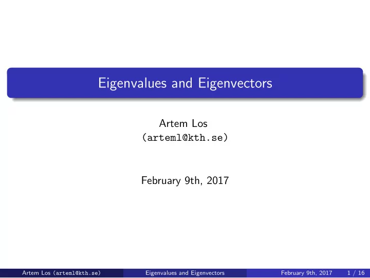 eigenvalues and eigenvectors
