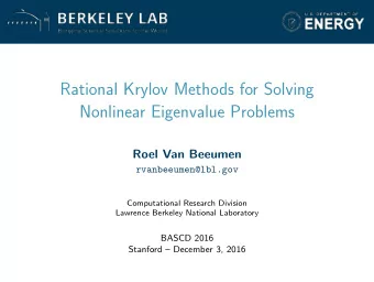 Rational Krylov Methods for Solving  Nonlinear Eigenvalue Problems  Roel Van Beeumen