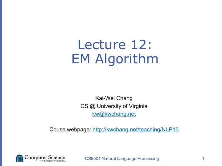 lecture 12 em algorithm
