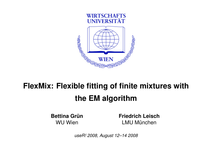 flexmix flexible fitting of finite mixtures with the em