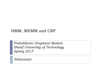 HMM, MEMM and CRF  Probabilistic Graphical Models  Sharif University of Technology Spring 201 7