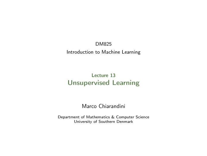 unsupervised learning