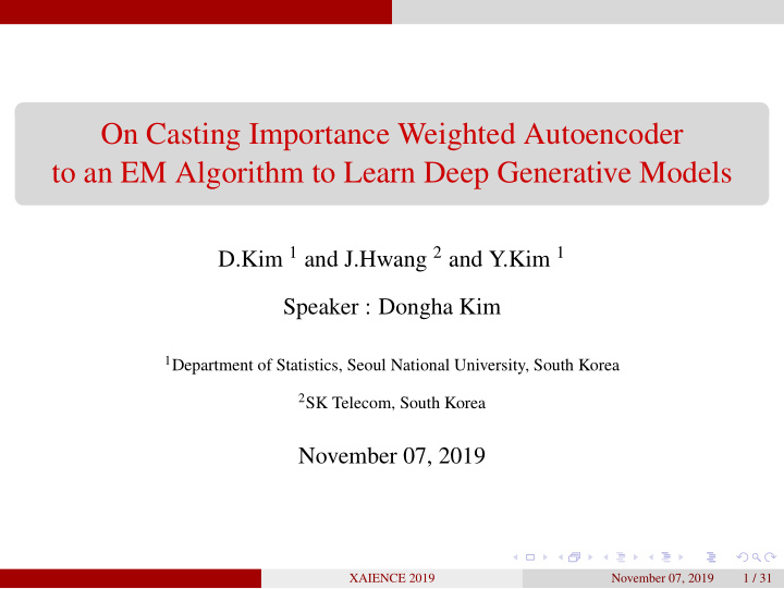 on casting importance weighted autoencoder to an em