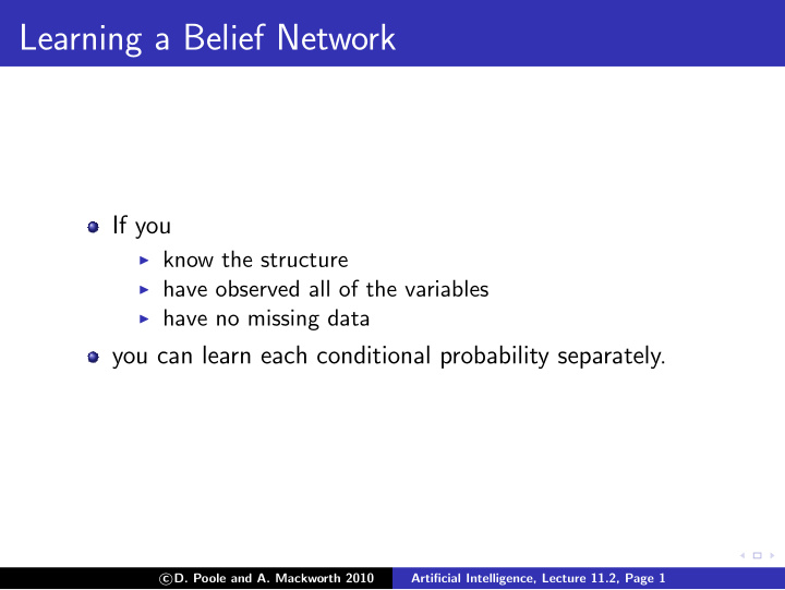 learning a belief network