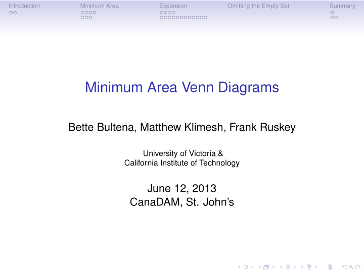 minimum area venn diagrams