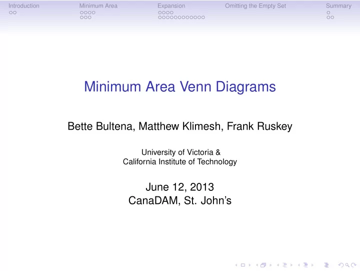 minimum area venn diagrams