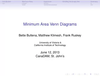 Minimum Area Venn Diagrams  Bette Bultena, Matthew Klimesh, Frank Ruskey  University of Victoria