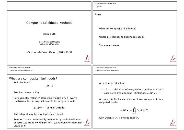 plan composite likelihood methods