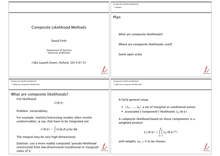 plan composite likelihood methods