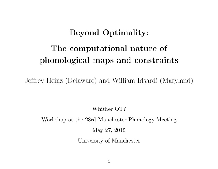 beyond optimality the computational nature of